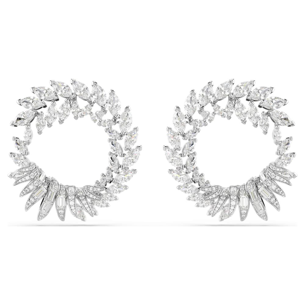 mesmera-hoop-earrings-marquise-cut-white-rhodium-plated-swarovski-5760966 Mesmera hoop earrings, Marquise cut, White, Rhodium plated - Image 1