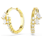 Mesmera hoop earrings, Mixed cuts, White, 18K gold finish