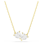 Mesmera necklace, Heart, White, 18K gold finish