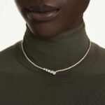 Mesmera necklace, Mixed cuts, White, 18K gold finish - Image 2
