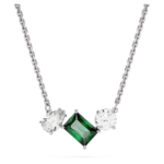 Mesmera pendant, Mixed cuts, Green, Rhodium plated