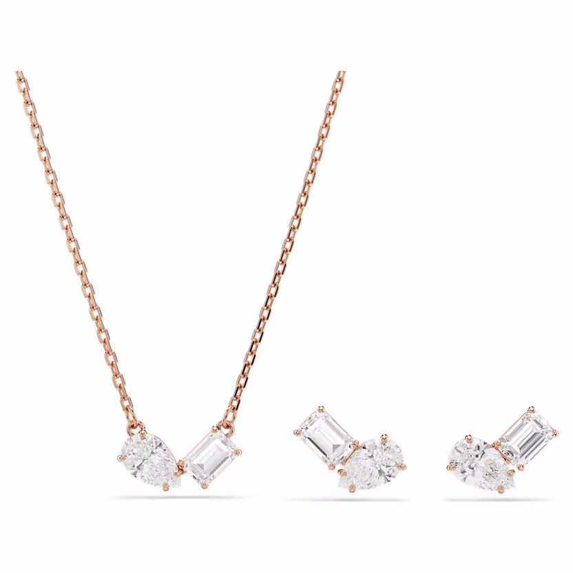 Mesmera set Pear cut, Octagon cut, White, 18K rose gold finish