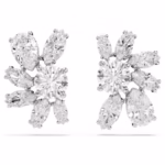 Mesmera stud earrings Mixed cuts, Flower, White, Rhodium plated