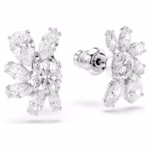 Mesmera stud earrings Mixed cuts, Flower, White, Rhodium plated - Image 4