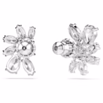 Mesmera stud earrings Mixed cuts, Flower, White, Rhodium plated - Image 5
