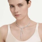 Mesmera Y necklace, Mixed cuts, White, Rhodium plated - Image 2