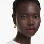 Millenia drop earrings, Mixed cuts, Caramel, 18K gold finish - Image 2