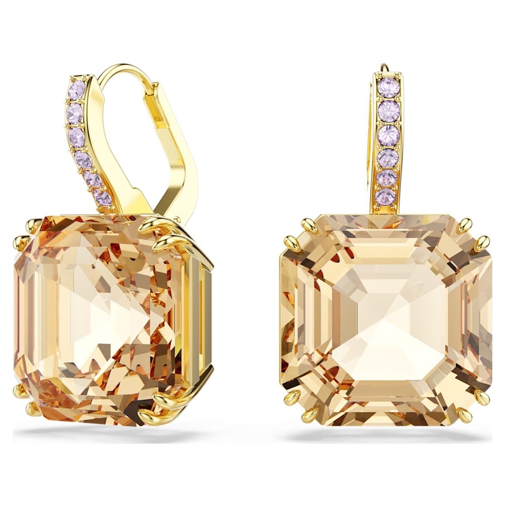 millenia-drop-earrings-mixed-cuts-caramel-18k-gold-finish-swarovski-5725744 Millenia drop earrings, Mixed cuts, Caramel, 18K gold finish - Image 1