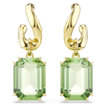 Millenia drop earrings, Octagon cut, Green, 18K gold finish