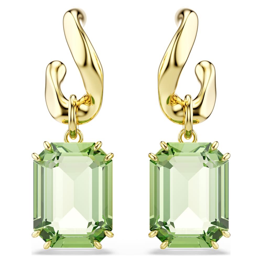 millenia-drop-earrings-octagon-cut-green-18k-gold-finish-swarovski-5756151 Millenia drop earrings, Octagon cut, Green, 18K gold finish - Image 1