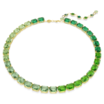 Millenia necklace, Octagon cut, Colour gradient, Green, 18K gold finish