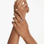 Millenia open ring, Octagon cut, Multicoloured, 18K gold finish - Image 2