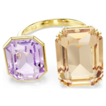 Millenia open ring, Octagon cut, Multicoloured, 18K gold finish