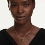 Millenia pendant, Cushion cut, Green, 18K gold finish - Image 2