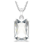 Millenia pendant, Octagon cut, White, Rhodium plated