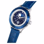 Octea moon watch Swiss Made, Moon, Leather strap, Blue, Stainless steel - Image 4