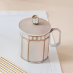 Signum mug with lid Porcelain, Beige - Image 6
