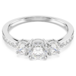 Stilla Attract ring, Round cut, White, Silver-tone finish