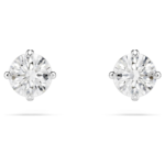 Stilla Attract stud earrings, Round cut, White, Rhodium plated
