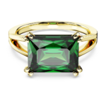 Stilla cocktail ring, Rectangular cut, Green, 18K gold finish