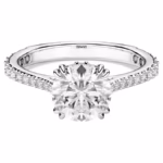 Stilla cocktail ring Round cut, Pavé, White, Silver-tone finish