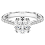 Stilla cocktail ring, Round cut, Pavé, White, Silver-tone finish