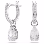 Stilla drop earrings Pear cut, Round cut, White, Rhodium plated - Image 2