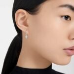 Stilla drop earrings, Pear cut, Round cut, White, Rhodium plated - Image 2