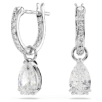 Stilla drop earrings, Pear cut, Round cut, White, Rhodium plated