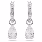 Stilla drop earrings Pear cut, Round cut, White, Rhodium plated - Image 3