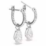Stilla drop earrings Pear cut, Round cut, White, Rhodium plated - Image 4