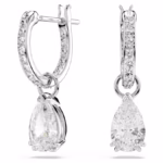 Stilla drop earrings Pear cut, Round cut, White, Rhodium plated - Image 6