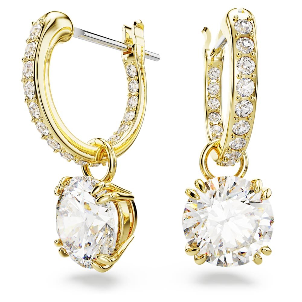 stilla-drop-earrings-round-cut-white-18k-gold-finish-swarovski-5638802 Stilla drop earrings, Round cut, White, 18K gold finish - Image 1