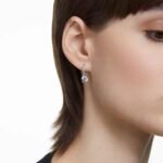 Stilla drop earrings, Round cut, White, Rhodium plated - Image 2