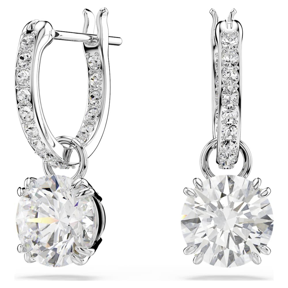 stilla-drop-earrings-round-cut-white-rhodium-plated-swarovski-5636717 Stilla drop earrings, Round cut, White, Rhodium plated - Image 1