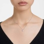 Stilla pendant, Pear cut, White, Rhodium plated - Image 2