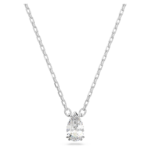 Stilla pendant, Pear cut, White, Rhodium plated