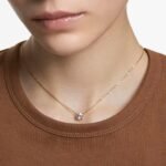 Stilla pendant, Round cut, White, 18K gold finish - Image 2