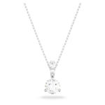 Stilla pendant, Round cut, White, Rhodium plated