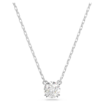 Stilla pendant, Round cut, White, Rhodium plated