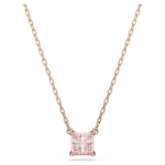 Stilla pendant, Square cut, Pink, 18K rose gold finish