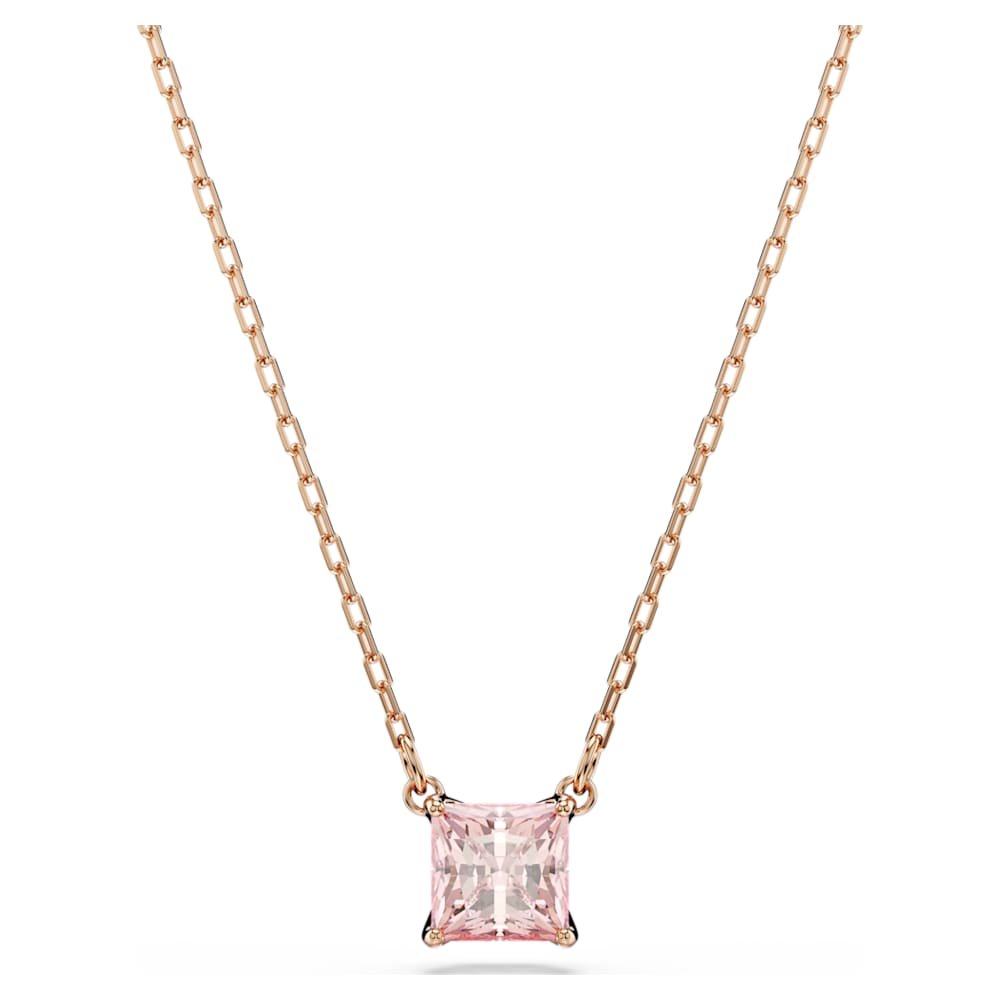 stilla-pendant-square-cut-pink-18k-rose-gold-finish-swarovski-5754233 Stilla pendant, Square cut, Pink, 18K rose gold finish - Image 1