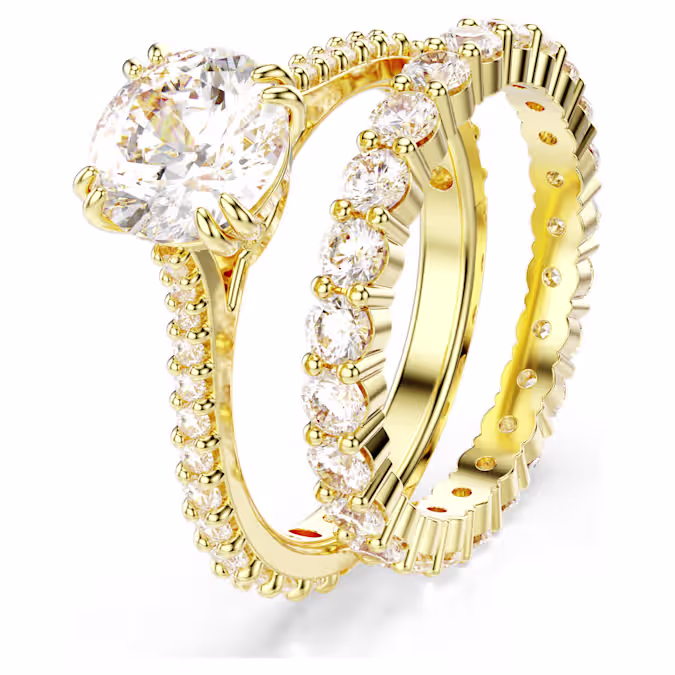 stilla-ring--set-(2)--round-cut--white--18k-gold-finish-swarovski-5693506 (1) Stilla ring - Image 1