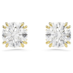 Stilla stud earrings, Round cut, White, 18K gold finish
