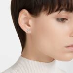 Stilla stud earrings, Round cut, White, 18K rose gold finish - Image 2