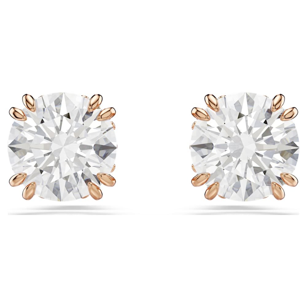 stilla-stud-earrings-round-cut-white-18k-rose-gold-finish-swarovski-5638801 Stilla stud earrings, Round cut, White, 18K rose gold finish - Image 1