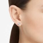 Stilla stud earrings, Round cut, White, Rhodium plated - Image 2