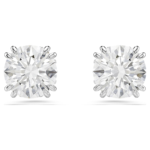 Stilla stud earrings, Round cut, White, Rhodium plated