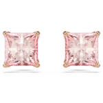 Stilla stud earrings, Square cut, Pink, 18K rose gold finish