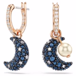Sublima drop earrings Crystal pearl, Asymmetrical design, Moon, Multicoloured, 18K - Image 3